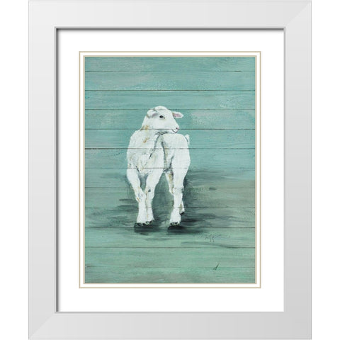 Baby Lamb White Modern Wood Framed Art Print with Double Matting by Strong, Molly Susan