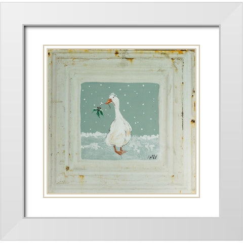 Goose in Snow White Modern Wood Framed Art Print with Double Matting by Strong, Molly Susan