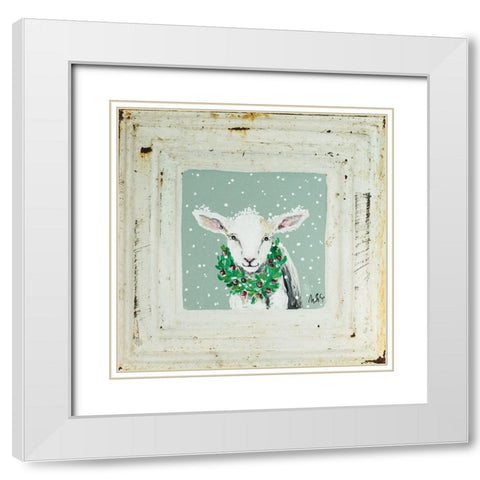 Lamb in Snow White Modern Wood Framed Art Print with Double Matting by Strong, Molly Susan