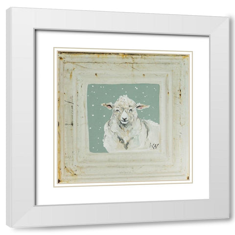 Sheep in Snow White Modern Wood Framed Art Print with Double Matting by Strong, Molly Susan