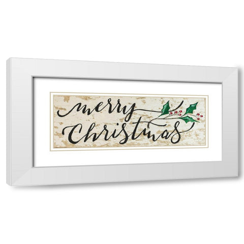 Merry Christmas White Modern Wood Framed Art Print with Double Matting by Strong, Molly Susan
