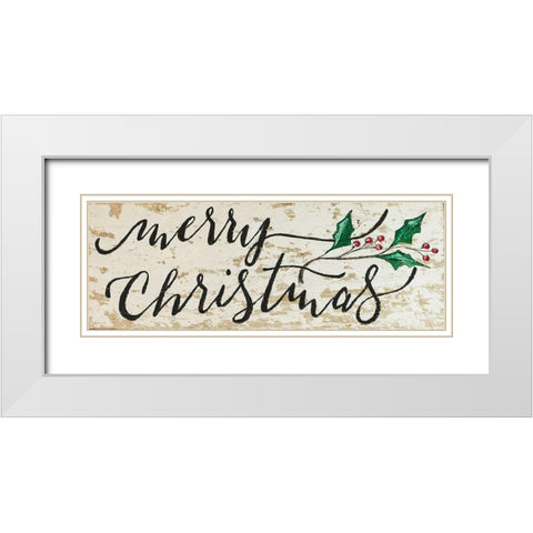 Merry Christmas White Modern Wood Framed Art Print with Double Matting by Strong, Molly Susan