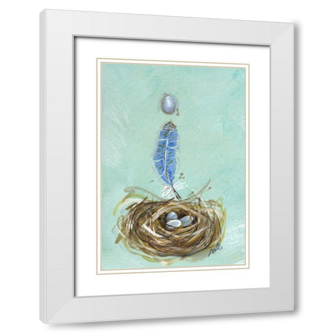 Bluebird White Modern Wood Framed Art Print with Double Matting by Strong, Molly Susan