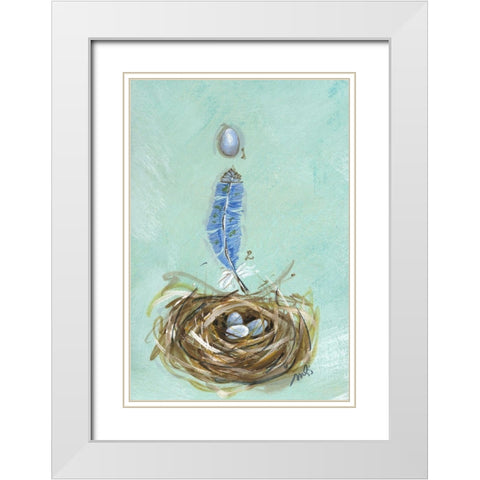 Bluebird White Modern Wood Framed Art Print with Double Matting by Strong, Molly Susan