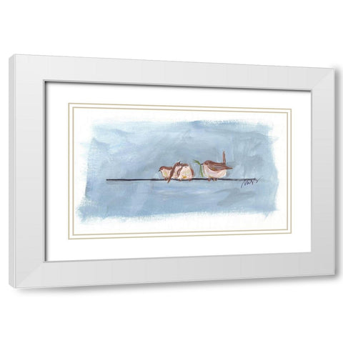 Birds on a Wire III White Modern Wood Framed Art Print with Double Matting by Strong, Molly Susan