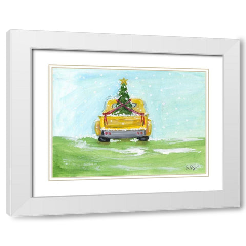 Christmas Pick-Up White Modern Wood Framed Art Print with Double Matting by Strong, Molly Susan