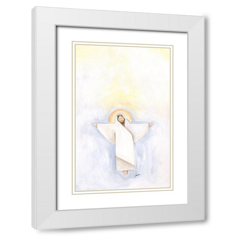 Cross White Modern Wood Framed Art Print with Double Matting by Strong, Molly Susan