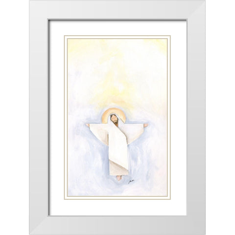 Cross White Modern Wood Framed Art Print with Double Matting by Strong, Molly Susan