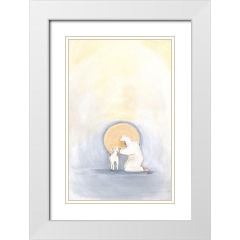 Lamb White Modern Wood Framed Art Print with Double Matting by Strong, Molly Susan