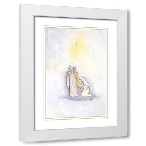 Jesus Mary and Joseph White Modern Wood Framed Art Print with Double Matting by Strong, Molly Susan