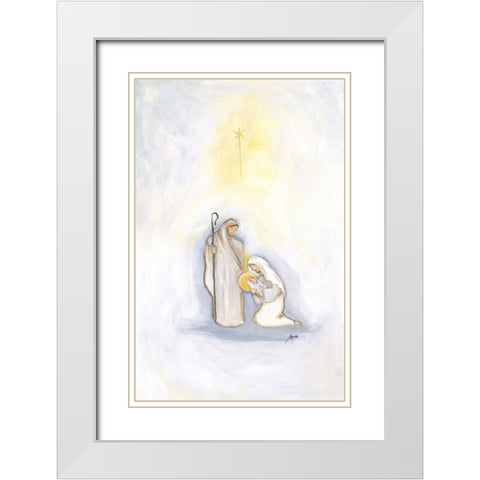 Jesus Mary and Joseph White Modern Wood Framed Art Print with Double Matting by Strong, Molly Susan