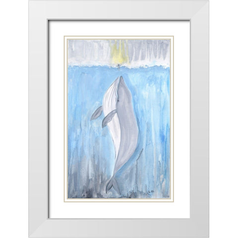 Whale White Modern Wood Framed Art Print with Double Matting by Strong, Molly Susan