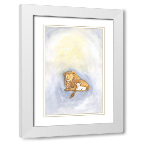 Lion and Lamb White Modern Wood Framed Art Print with Double Matting by Strong, Molly Susan