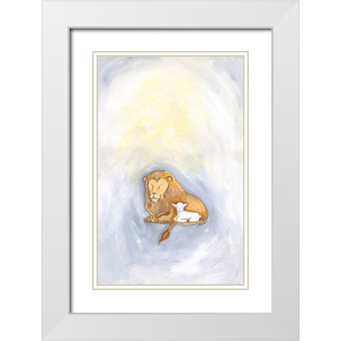 Lion and Lamb White Modern Wood Framed Art Print with Double Matting by Strong, Molly Susan