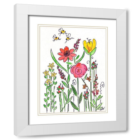 Coral Flowers White Modern Wood Framed Art Print with Double Matting by Strong, Molly Susan