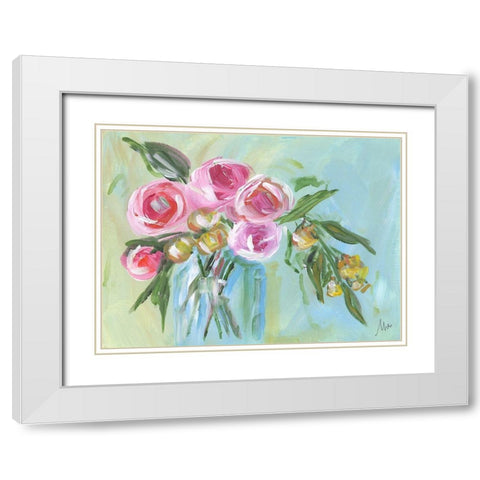 Floral Still Life II White Modern Wood Framed Art Print with Double Matting by Strong, Molly Susan