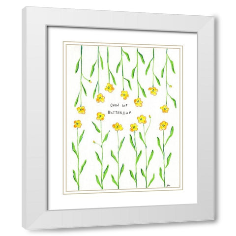 Chin Up Buttercup White Modern Wood Framed Art Print with Double Matting by Strong, Molly Susan