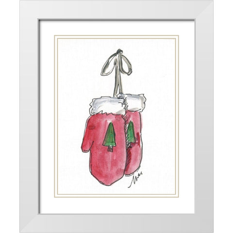 Red Mittens White Modern Wood Framed Art Print with Double Matting by Strong, Molly Susan