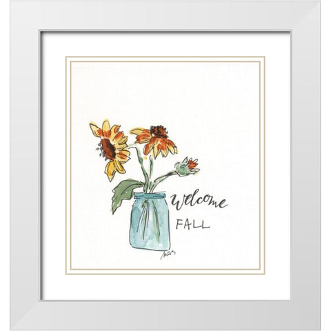 Welcome Fall White Modern Wood Framed Art Print with Double Matting by Strong, Molly Susan