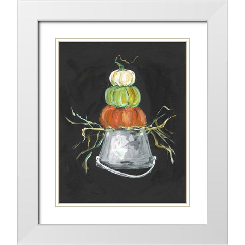 Pumpkin Stack White Modern Wood Framed Art Print with Double Matting by Strong, Molly Susan
