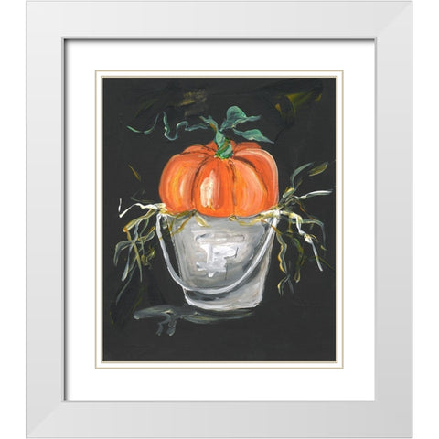 Pumpkin in a Bucket White Modern Wood Framed Art Print with Double Matting by Strong, Molly Susan