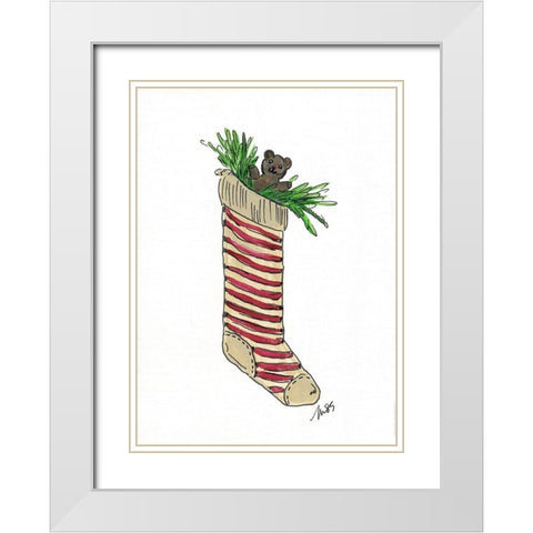Stocking White Modern Wood Framed Art Print with Double Matting by Strong, Molly Susan