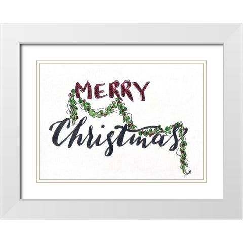 Merry Christmas   White Modern Wood Framed Art Print with Double Matting by Strong, Molly Susan