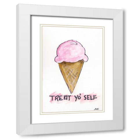 Treat Yo Self White Modern Wood Framed Art Print with Double Matting by Strong, Molly Susan