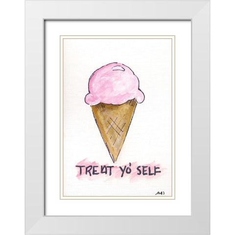 Treat Yo Self White Modern Wood Framed Art Print with Double Matting by Strong, Molly Susan