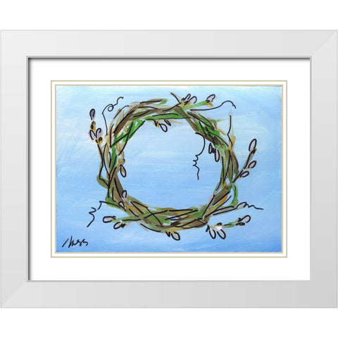 Wreath White Modern Wood Framed Art Print with Double Matting by Strong, Molly Susan