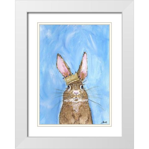 King Rabbit White Modern Wood Framed Art Print with Double Matting by Strong, Molly Susan