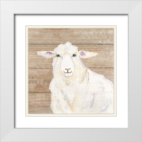 Sheep White Modern Wood Framed Art Print with Double Matting by Strong, Molly Susan