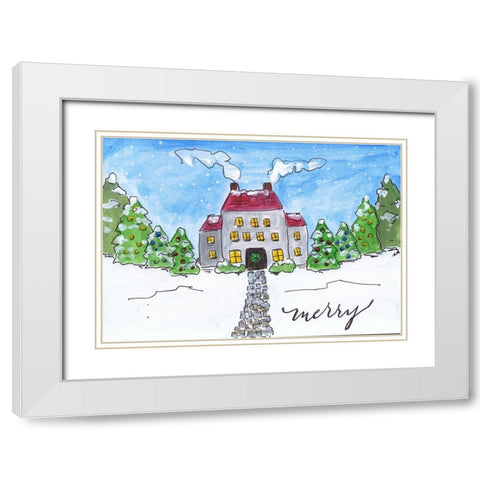 Merry   White Modern Wood Framed Art Print with Double Matting by Strong, Molly Susan