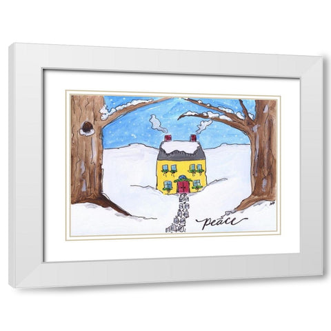 Peace White Modern Wood Framed Art Print with Double Matting by Strong, Molly Susan