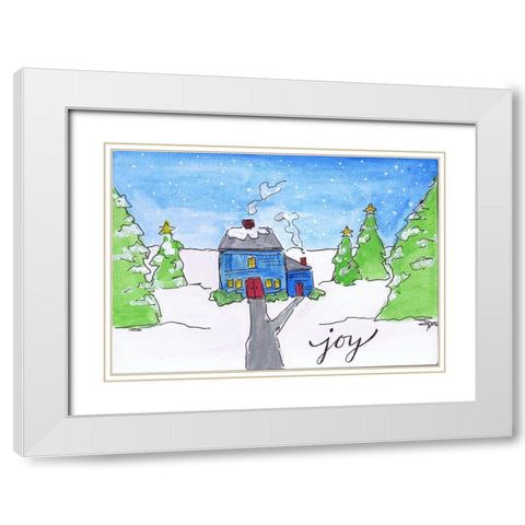 Joy White Modern Wood Framed Art Print with Double Matting by Strong, Molly Susan