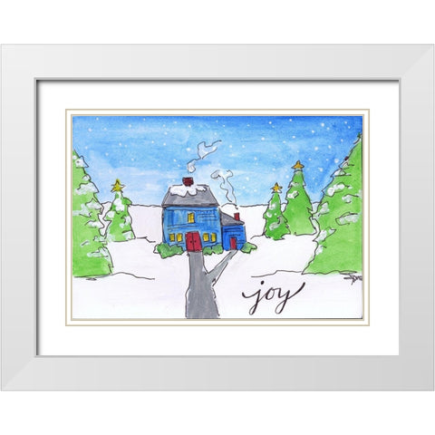 Joy White Modern Wood Framed Art Print with Double Matting by Strong, Molly Susan