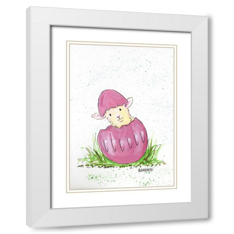 Bahhhh White Modern Wood Framed Art Print with Double Matting by Strong, Molly Susan