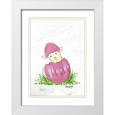 Bahhhh White Modern Wood Framed Art Print with Double Matting by Strong, Molly Susan