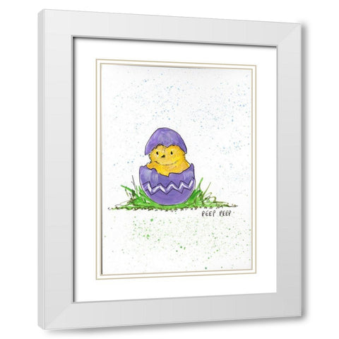 Peep Peep White Modern Wood Framed Art Print with Double Matting by Strong, Molly Susan