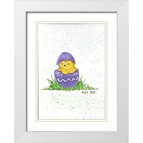 Peep Peep White Modern Wood Framed Art Print with Double Matting by Strong, Molly Susan