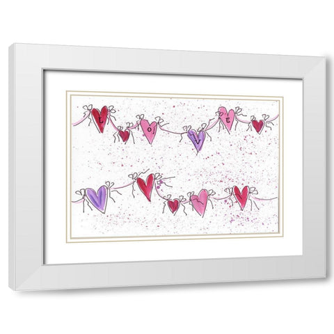 Love Hearts White Modern Wood Framed Art Print with Double Matting by Strong, Molly Susan