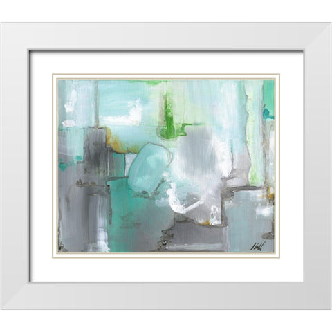 Green Abstract White Modern Wood Framed Art Print with Double Matting by Strong, Molly Susan