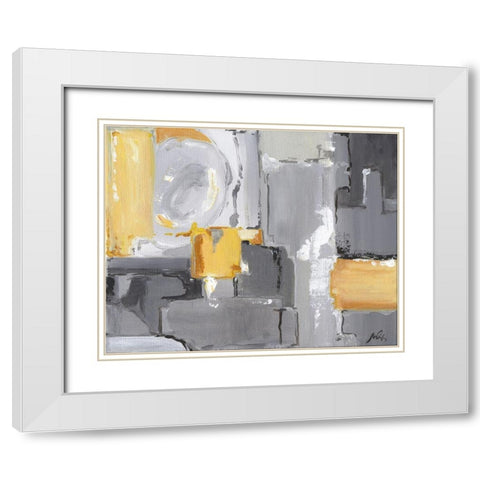 Yellow Abstract White Modern Wood Framed Art Print with Double Matting by Strong, Molly Susan