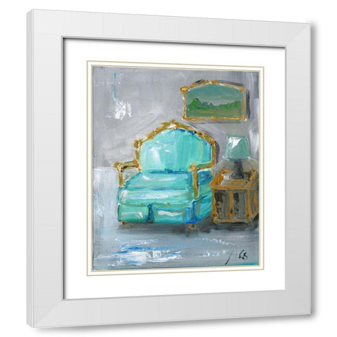 Chair White Modern Wood Framed Art Print with Double Matting by Strong, Molly Susan