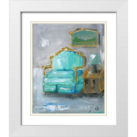 Chair White Modern Wood Framed Art Print with Double Matting by Strong, Molly Susan