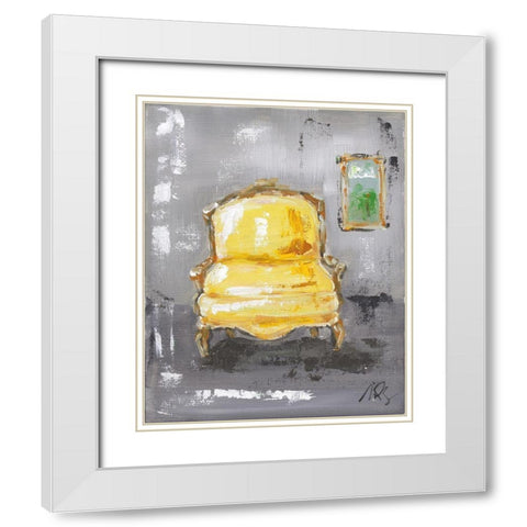 Yellow Chair White Modern Wood Framed Art Print with Double Matting by Strong, Molly Susan