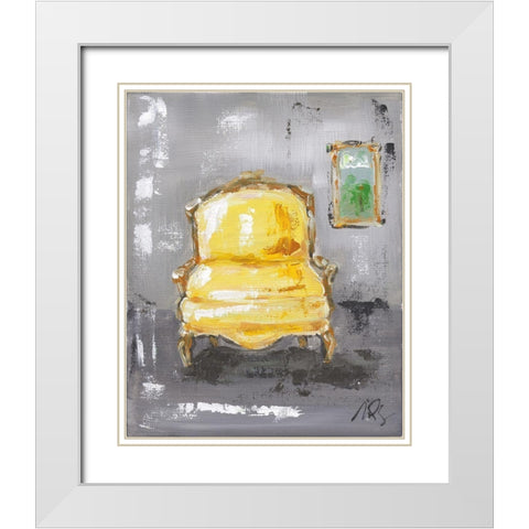 Yellow Chair White Modern Wood Framed Art Print with Double Matting by Strong, Molly Susan