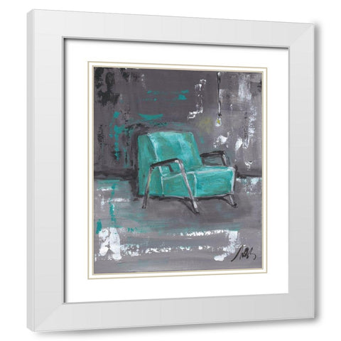 Green Chair White Modern Wood Framed Art Print with Double Matting by Strong, Molly Susan