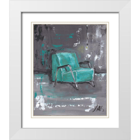 Green Chair White Modern Wood Framed Art Print with Double Matting by Strong, Molly Susan