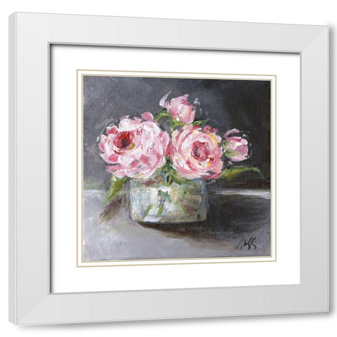 Roses White Modern Wood Framed Art Print with Double Matting by Strong, Molly Susan